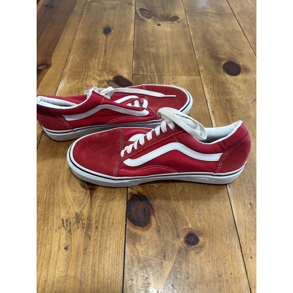 Vans Old Skool Red Suede Canvas Low Top Skate‎ Shoes Men's US 7.5